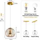 Champagne Gold Glass Pendant Light Kitchen Island, 7.87", 1 Pack, 7.87 in - 1-Pack