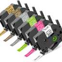 COLORTY Replacement for Brother P-Touch Label Maker Tape TZe 12mm 0.47 Laminated Compatible with Brother P Touch Label Maker PT-D210 PT-H110 PT-D400AD PT-P710BT TZe-231 Pastel Tape Cassette, 6 Pack (White/Pink/Green/Gold/Grey/Gold)