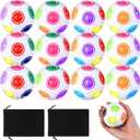 12 Pack Rainbow Puzzle Magic Ball With 2 Pcs Pouches - Fidget Toy for Boys and Girls, Speed Cube, Funny Stress Reliever for Kids, Teens and Adults (White)