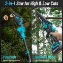 SEESII 2-in-1 Electric Pole Saws for Tree Trimming, 8 Inch Brushless Mini Chainsaw with Extension Pole, Cordless Pole Chain Saw, Tree Trimmer Limb Branch Cutter Pruner with 2 x 4.0Ah Batteries, PS810