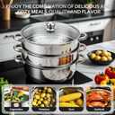 AuFranc 5 Quart Steamer for Cooking - Stainless Steel Steam Pot with Steamer Basket, Multipurpose Cooking Stock Pot with Tempered Glass Lid, Non-Toxic Cookware for Slow Cooking and Steaming (Silver)