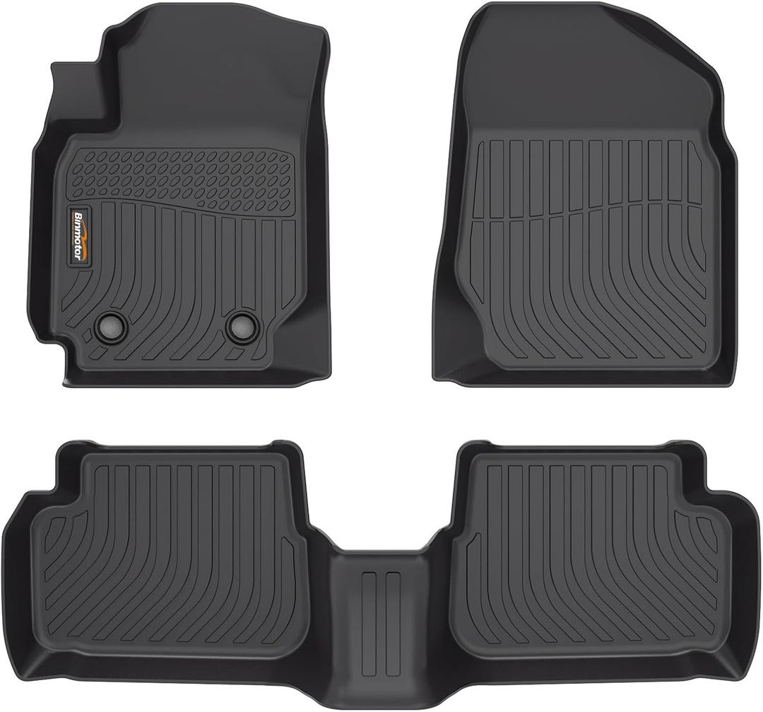 Binmotor-All Weather Floor Mats for Toyota Corolla 2003-2008 (Without Heating Vents Below The Front Row Seats), Include 1st+2nd Row, TPE Rubber Liners Custom Fit for Toyota Corolla Accessories