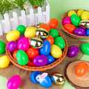 100 Pack 3 Inch Large Easter Eggs Bulk Include 6 Surprise Golden Eggs, Bright Colors Fillable Empty Plastic Easter Egg for Easter Hunt, Easter Basket Fillers, Easter Party Favors