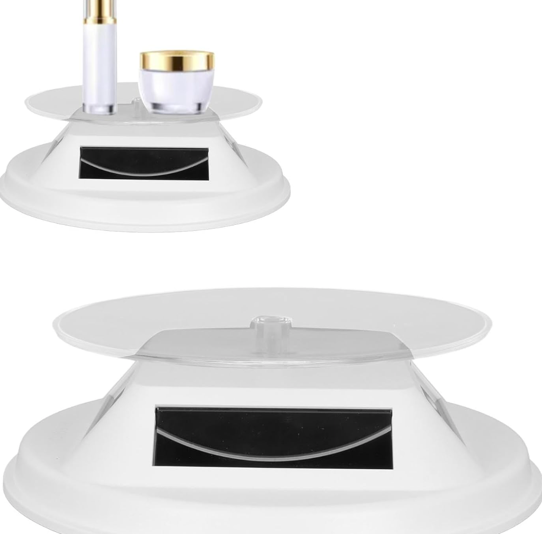 Solar Turntable 360° Rotating Stand, Solar Display Plate, Professional 360 Degree Electric Rotating Display Stand 2.2lb Capacity for Photography Products Display, Pack Of 1