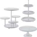 RattanView 3 Pcs Wooden Tiered Cupcake Stand Set Dessert Table Display Rustic White Cake Stand Suitable for Weddings, Birthday, Wedding Anniversaries, Graduation Ceremonies