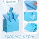 Qilery 50 Pcs Wedding Paper Gift Bags Bulk with Tissue Paper Small Gift Bags with Handle and Tags for Birthday Wedding Mothers' Day Party Business(Light Blue,4.7 x 2.4 x 3.9'')