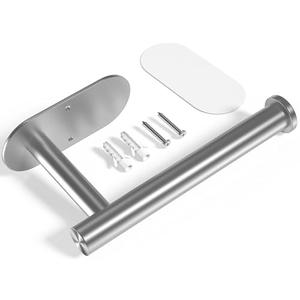 Kitsure Bathroom Toilet Paper Holder - Premium Waterproof Stainless Steel Wall-Mount & Adhesive Toilet Paper Holder, Installation, Ideal for Bathroom, Washroom, RV, Silver, 6.5" L