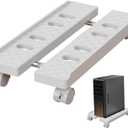 Adjustable Mobile CPU Stand, Ventilated Computer Tower Stand with 4 Caster Wheels Fits Most PC Tower, Under Desk CPU Holder PC Floor Cart Computer Riser for Gamers and Students (Large White)