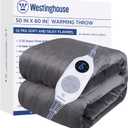 Westinghouse Electric Blanket Heated Throw, Super Cozy Soft Flannel 50" x 60" Heated Throw with 6 Fast Heating Levels & 2-10 Auto-Off, Machine Washable, ETL&FCC Certification, Home Office Use, Grey (Charcoal)