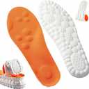 4D Cloud Insoles for Men Women, Memory Foam Boot Insoles, Comfortable and Breathable Massage Cushion Shoe Inserts with Arch Support, Trim to Fit All Shoe Types(1Pair-Orange, Men 7-8/Women 8.5-9.5)