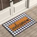 ubdyo Sturdy Welcome Mat - Extra Durable Door Mat - Dirt Trapping Front Doormat Outside Entrance - Welcome Matt Outdoor - Non Slip Backing Doormat, Patio Outdoor, Porch - Large 36'' x 24'' (Blue and White)