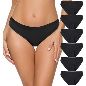 Wealurre Womens Underwear Cotton Hipster Panties Breathable Stretch Bikini Panties for Women Pack (Medium, Black)