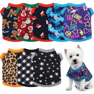 8 Pieces Dog Sweaters for Small Dog Girl Boy Winter Chihuahua Clothes Puppy Sweater Warm Shirt Puppy Fleece for Halloween Christmas Pajamas Yorkie for Pets Pup Cat (Classic Pattern, Small)