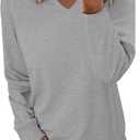 StunShow Women Sweatshirts Long Sleeve Shirts V Neck Casual Cute Loose Fit Lightweight Pullover Tops