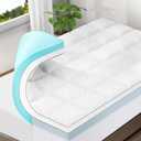 OLANLY Dual-Layer 4 Inch King Size Memory Foam Mattress Topper for Back Pain, 2 Inch Cooling Pillow Top Mattress Pad Cover and 2 Inch Gel Memory Foam Topper, Deep Elastic Pocket, White
