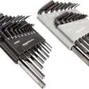 Amazon Basics 36-Piece Allen Wrench/Hex Key Set, SAE & Metric Sizes, Chrome Vanadium Steel with Long Arm, 2 Organized Storage Cases (Black)