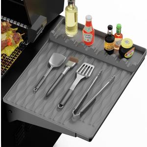 Silicone Griddle Tools Mat with Drip Pad for Blackstone  Non-Slip Spatula Rest & Side-Shelf Mat for Outdoor Grill Kitchen Counter, Heat-Resistant Grill Pad, Blackstone Griddle AccessoriesGray
