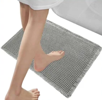 Waffle Bath Mat, Gray, 2FT 16IN