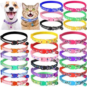 Yunsailing 24 Pcs Puppy Collars with Bells for Litter Cat Soft Nylon Whelping Adjustable Reflective Kitten Collars for Newborn Pets Dogs Cats, Assorted Colors