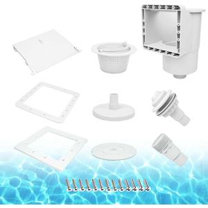 Above Ground Pool Skimmer, ABS Standard Thru-Wall Skimmer with Accessory Kit, Swimming Pool Skimmer, Opening Width 6 Inches Fits for All Standard Pool Wall, Replace #SP1091LX, 8940,45-400