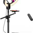 SupeDesk 12" Ring Light with Stand and Phone Holder,Overhead Phone Stand,2 Phone Holders,2700-6500K,3 Color Modes,10 Brightness Levels,Remote Control,Adjustable,Live Stream,Tiktok/YouTube
