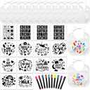 Jutom 38 Pcs DIY Baby Bibs Decorating Kit 14 Bibs 14 Stencils 10 Fabric Markers 2 Ply Feeder Design Bib for Shower Games