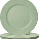 Mifoci 6 Pcs Green 13" Boho Faux Wood Plastic Charger Plates, Faux Wood Chargers for Dinner Plates Round Rustic Wedding Party Service
