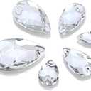 DONGZHOU 60PCS Crystal Sew On Rhinestone Drop Shape Sew On Beads Flatback Glass Rhinestone Crystal Gems Dress Accessories for Costume, Clothes, Garments, DIY Crafts
