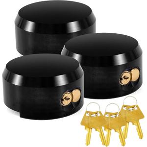 3 Pack Puck Lock for Trailers Keyed Alike, 6061 Solid Aluminum Trailer Door Locks Hockey Puck Locks, Reinforced Hidden Shackle Padlocks for Trailers Trucks Vans Shed Gates w/6 Keys