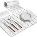 2 PCS Large Stone Dish Drying Mats for Kitchen Counter, 24"(L)×16"(W) MarblePattern Dish Drying Mat with 8"x 4" Coasters, EcoFriendly Diatomite Dish Drying Mat  Fits All Countertops