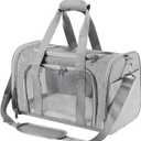 Travel in Style: Portable Pet Carrier for Small Pets up to 15 Lbs- Airline Approved, Collapsible & Comfortable cat/Puppy Soft Sided Bag (Grey)