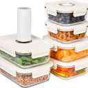 HOLDN STORAGE Vacuum Food Storage Containers, Set of 6 Glass Containers plus an Electronic Vacuum Pump  Keep Food Fresh Longer, BPA-Free Glass, Leak-Proof, Ideal for Meal Prep, Marinating.