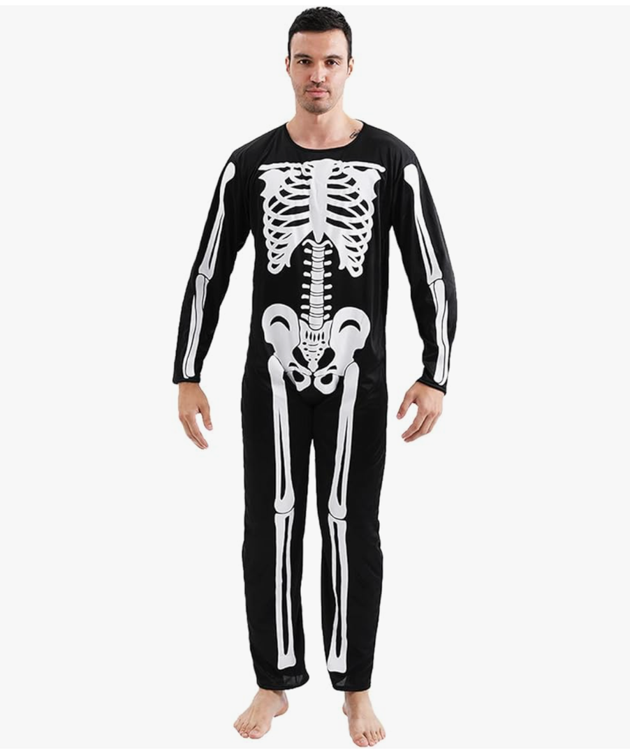 Halloween Clearance Skeleton Halloween Costumes for Men Adult 3D Skull Bone Jumpsuit Dress Up Cosplay Carnival Party L