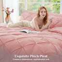 JOLLYVOGUE Queen Comforter Set 7 Pieces - Bed in a Bag Queen for All Season, Pintuck Bedding Comforter Sets with Comforter, Flat Sheet, Fitted Sheet and Pillowcases & Shams, Pink