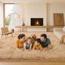 Large 9x12 Area Rug for Living Room, Soft Shag Rugs for Bedroom, Non-Slip Ultra Fluffy Rug,Modern Plush Carpet for Girls Boys Kids Room Dorm,Fuzzy Rug for Home Decor Aesthetic,Beige