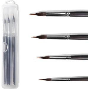 2 x Professional Watercolor Brushes with Two-Layer Liner - Synthetic Nylon Tip & Horsehair Brush Head for Detail & Bold Strokes - Black/Brown Set - for Watercolor/Acrylic/Gouache/Ink (4, Black)