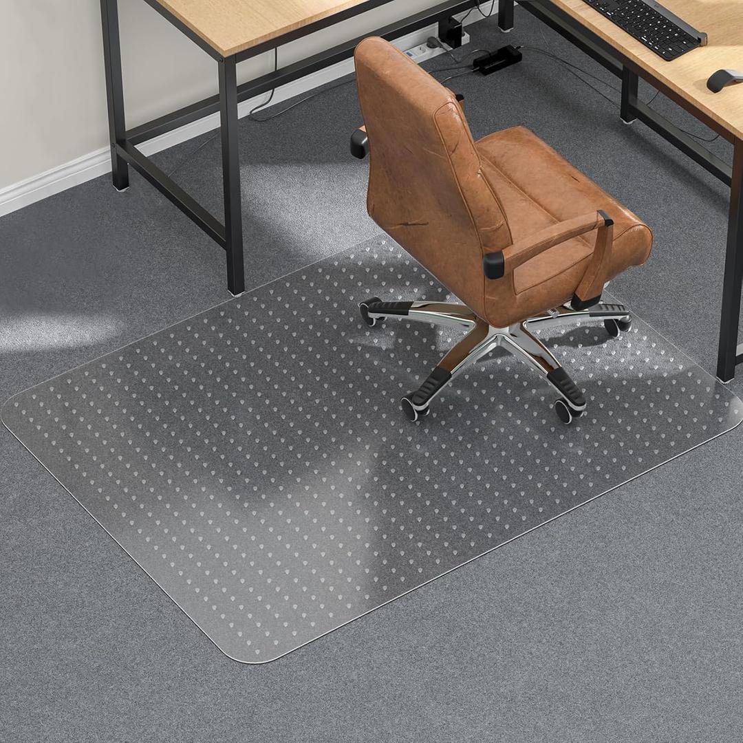 Tonaus Office Chair Mat for Carpet, 48"36" Transparent Carpet Floor Protector Cover Rug Mat with Non-Slip Studded, Heavy Duty 2.2mm Thick for Home Desk Computer Rolling Chair Low Pile Carpets