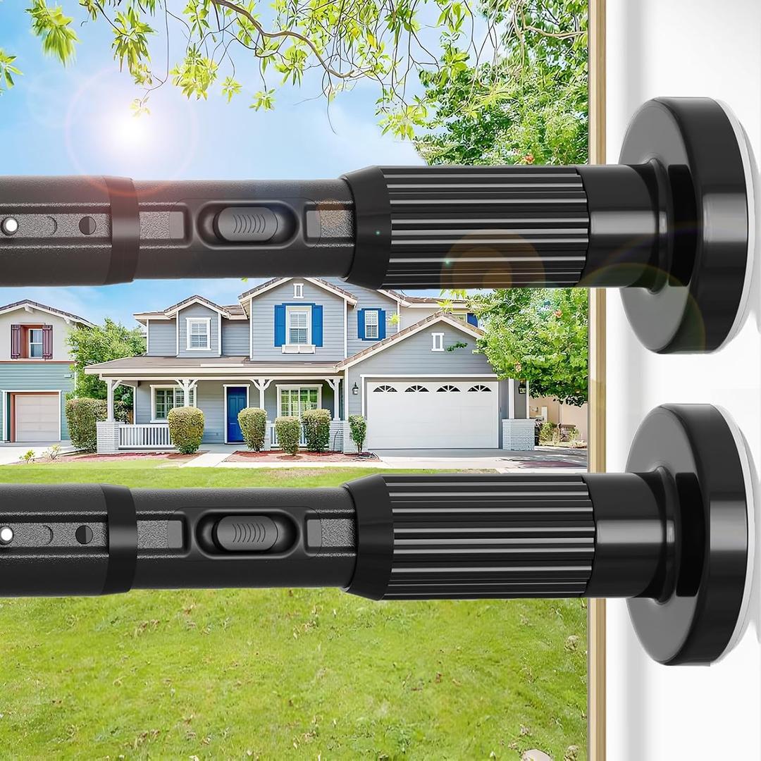 Tension Curtain Rod，40-166IN(3.33-13.83Ft) 2PCS One-Click Fast Extension Rod Easy to Install Black Long Outdoor Curtain Rods No Drilling Never Rust
