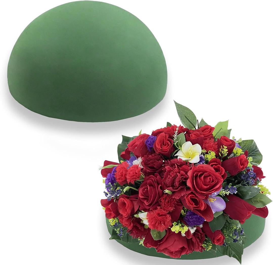 TS-MAYKA 2 Pcs Floral Foam Half Balls 5.5"W x 2.76"H, Green Round Styrofoam Half Sphere for Fresh and Artificial Flower Arrangements, Dry Wet Flower Foam Blocks for Craft, Party, Home Decor (5.51″)