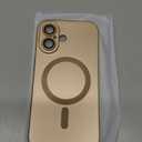 LEKEVO Magnetic for iPhone 16 Case [Compatible with MagSafe][Built-in Camera Lens Protector] Slim Soft Silicone Bumper Shockproof Metallic Luster Phone Case (Gold)