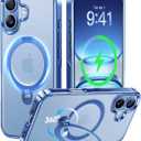CASEKOO Mist Blue Designed for iPhone 17 Case with 360 Spin Magnetic Stand [Fit for MagSafe][17FT Military Protection] Slim Polished Frame Titanium Alloy Sturdy Stand 6.3'', Mist Blue