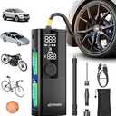 Airauto Tire Inflator Portable Air Compressor - Air Pump For Car Tires with Digital Pressure Gauge, LED Light and Auto Shut-Off Function - Cordless Pump for Car, Motorcycle, Bicycle, Balls and More