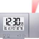 Digital Projection Alarm Clock, Dimmable LCD Display, Dual Alarm with USB Charging Port, 12/24 Hours, Indoor Temperature/Day/Manual Time Adjustment/Date Display