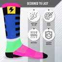 Cycling Socks for Men and Women - Breathable Crew Running Socks -Sport Sock Made for your Daily Exercise and Workouts (Small, Gas Blue-fuchsia)