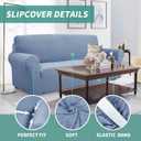 YEMYHOM Couch Cover Latest Jacquard Design High Stretch Sofa Covers for 3 Cushion Couch, Pet Dog Cat Proof Slipcover Non Slip Magic Elastic Furniture Protector (Large, Light Blue)