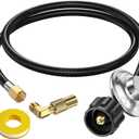 5ft Propane Hose with Regulator for Propane Fire Pit, Patio Heater, Gas Grill,Stove, 3/8 Inch Female Flare,with Elbow Adapter for Blackstone Griddle 17/22/28/36'', Regulator for 5-40 lb Tank