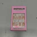 Square Press on Nails Medium Long Nude French Tips White Fake Nails with 3D Flower Pearls Design Cute Gel Glue on Nails for Women Girls Acrylic False Stick on Nail Manicure for Wedding 24Pcs