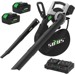 Cordless Leaf Blower & Vacuum SOYUS 3in1 Leaf Vacuum Mulcher 40V 360CFM 5 Speeds Brushless Battery Operated Leaf Blower for Lawn Care with 45L Bag 2 x 4.0Ah Battery and Charger Included