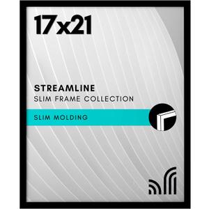 Americanflat 17x21 Picture Frame with Polished Plexiglass - Streamline Collection - Thin Border Picture Frame for Wall Display - Hanging Hardware Included - Black