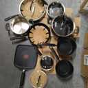 T-fal Ultimate Hard Anodized Nonstick Cookware Set 14 Piece, Oven Broiler Safe 400F, Lid Safe 350F, Kitchen Cooking Set w/Fry Pans, Saucepans, Griddle, Dutch Oven, Pots & Pans, Dishwasher Safe, Black